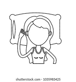 dotted shape woman with hairstyle desing sleeping