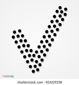Dotted sign in the shape of check mark. Dotted check mark. Vector illustration