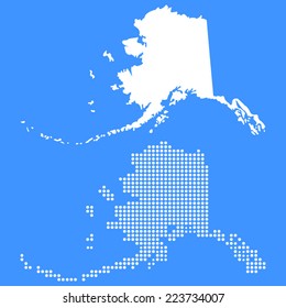 Dotted and Silhouette Alaska map 