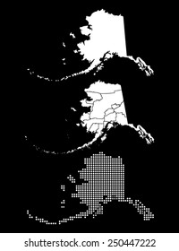 Dotted and Silhouette Alaska map