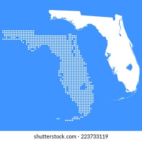 Dotted and Silhouette florida map 