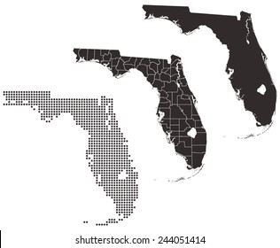 Dotted and Silhouette florida map 