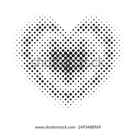 Dotted silhouette heart shape. Halftone vector background.