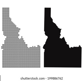 Dotted and Silhouette idaho map 