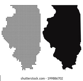 Dotted and Silhouette illinois map 