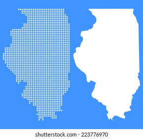 Dotted and Silhouette illinois map 