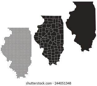 Dotted and Silhouette illinois map 