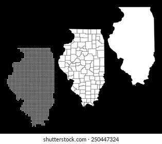 Dotted and Silhouette illinois map 