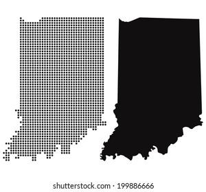 Dotted and Silhouette indiana map 