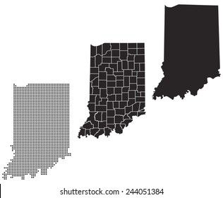 Dotted and Silhouette indiana map 