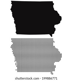 Dotted and Silhouette iowa map 