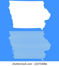 Dotted and Silhouette iowa map 