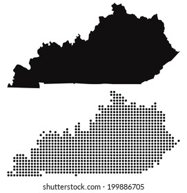 Dotted and Silhouette kentucky map 