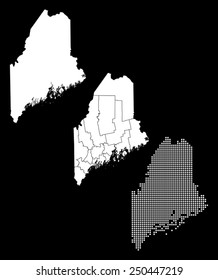 Dotted and Silhouette Maine map 