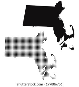 Dotted and Silhouette massachusetts map 