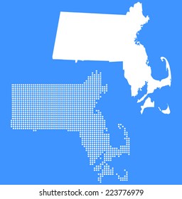 Dotted and Silhouette massachusetts map