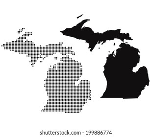 Dotted and Silhouette michigan map 