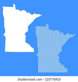 Dotted and Silhouette minnesota map 