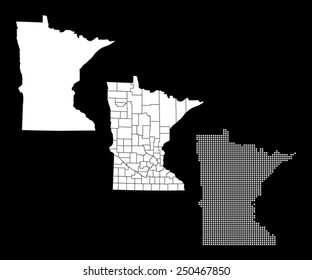Dotted and Silhouette minnesota map 