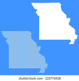 Dotted and Silhouette missouri map 
