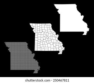 Dotted and Silhouette missouri map 