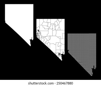 Dotted and Silhouette Nevada map 