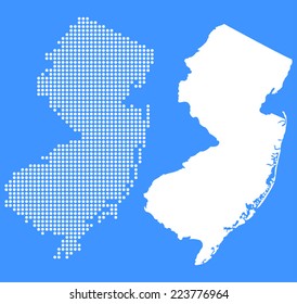 Dotted and Silhouette New Jersey Map 