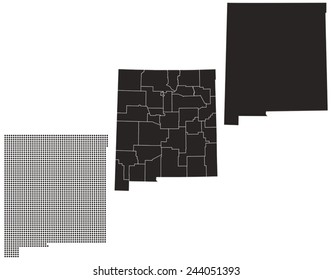 Dotted and Silhouette New Mexico map 