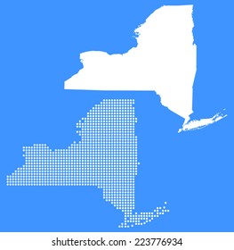 Dotted and Silhouette New york Map 