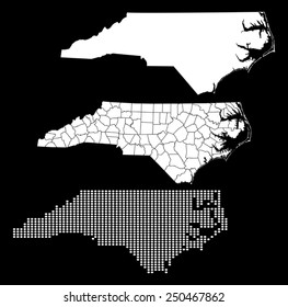 Dotted and Silhouette North Carolina map 