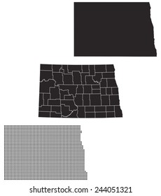 Dotted and Silhouette North Dakota map 