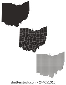 Dotted and Silhouette ohio map 