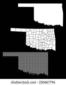 Dotted and Silhouette oklahoma map 