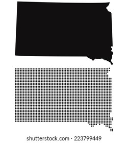 Dotted and Silhouette South Dakota map