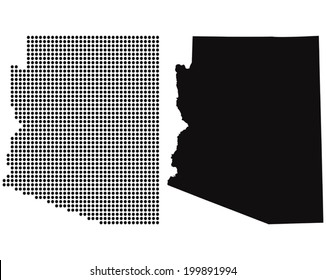 Dotted And Silhouette State Of Arizona Map