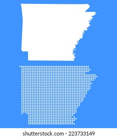 Dotted and Silhouette State of Arkansas map 
