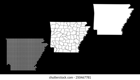 Dotted and Silhouette State of Arkansas map 