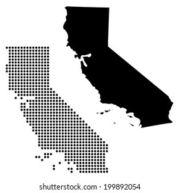 Dotted and Silhouette State of California map