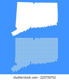 Dotted and Silhouette State of Connecticut map 