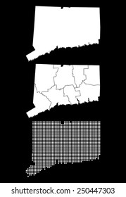 Dotted and Silhouette State of Connecticut map 