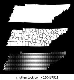 Dotted and Silhouette tennessee map 