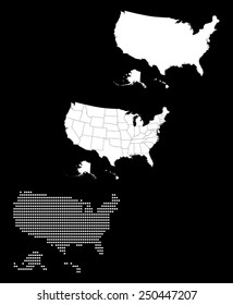 Dotted and Silhouette united states map 