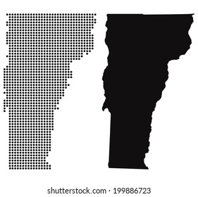 Dotted and Silhouette vermont map 