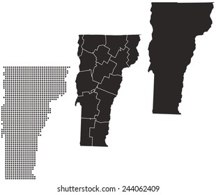 Dotted and Silhouette vermont map 
