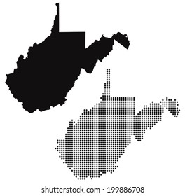 Dotted and Silhouette west virginia map 