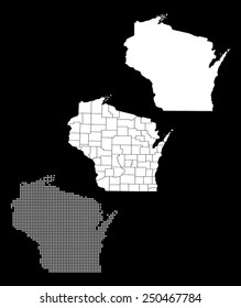 Dotted and Silhouette wisconsin map 