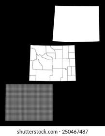 Dotted and Silhouette wyoming map 
