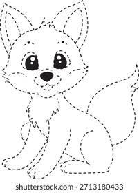 Dotted sitting giraffe line art perfect for coloring pages, nursery art, and playful educational printables.