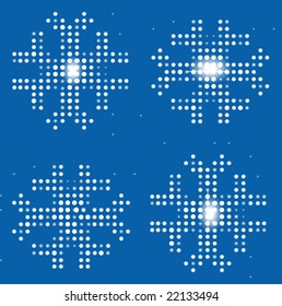 Dotted snowflakes on the digital background. Vector illustration.