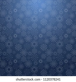 Dotted Snowy Floral Pattern with navy background